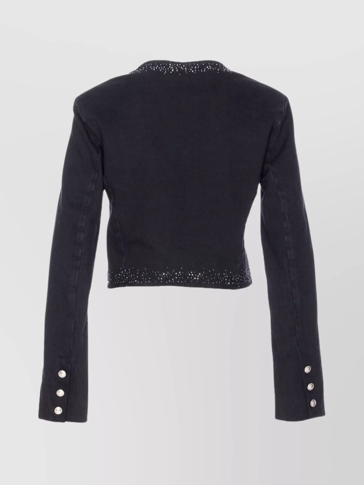 Liu •jo Denim Jacket Studded Buttoned Pockets In Black