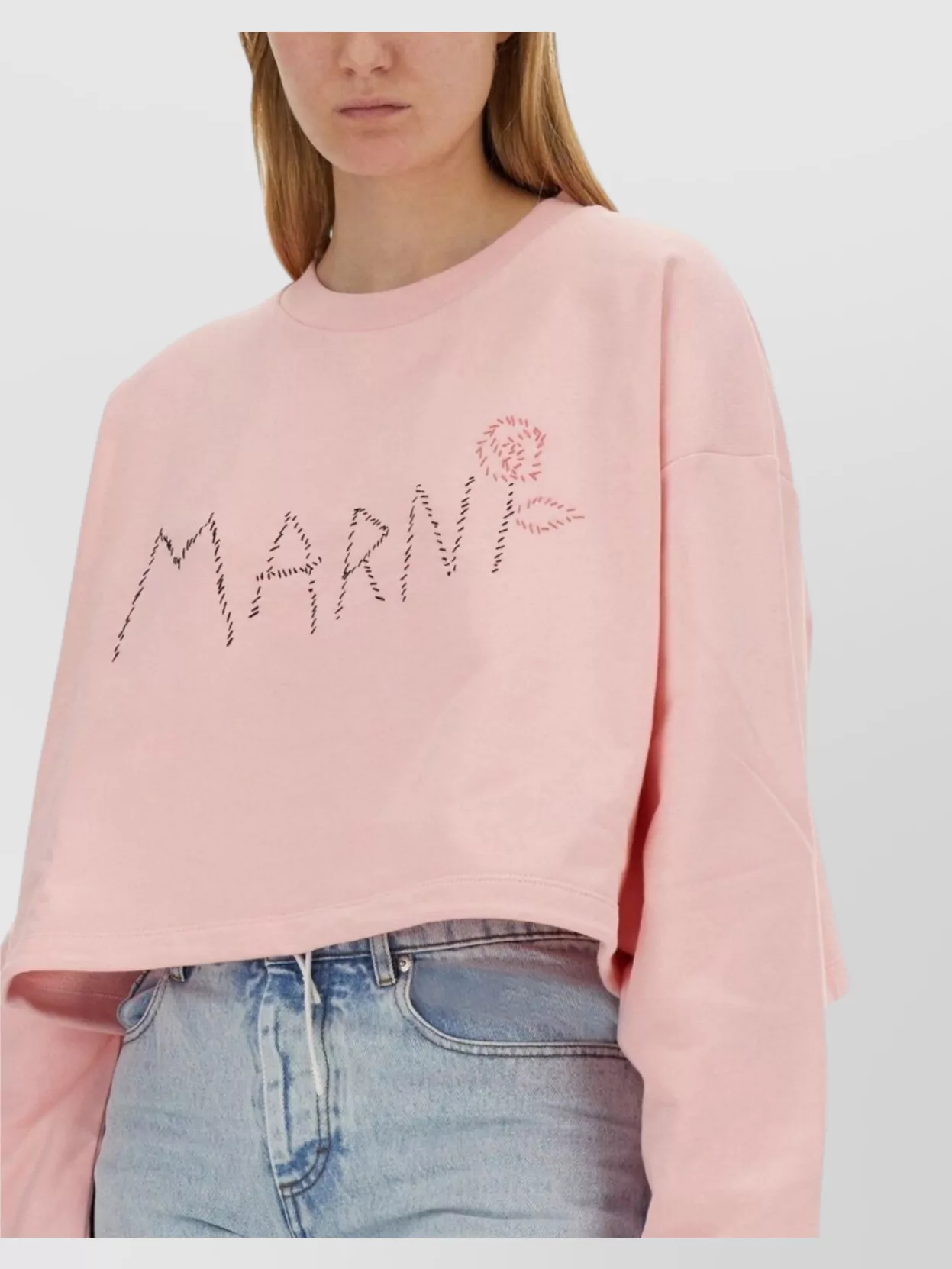 Marni Logo Cropped Knitwear With Ribbed Finish