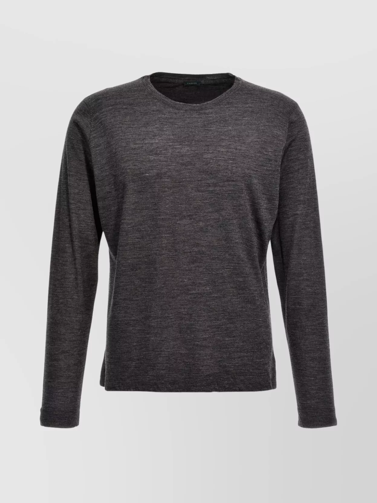Zanone Heathered Grey Crewneck Wool Sweater With Classic Fit In Black