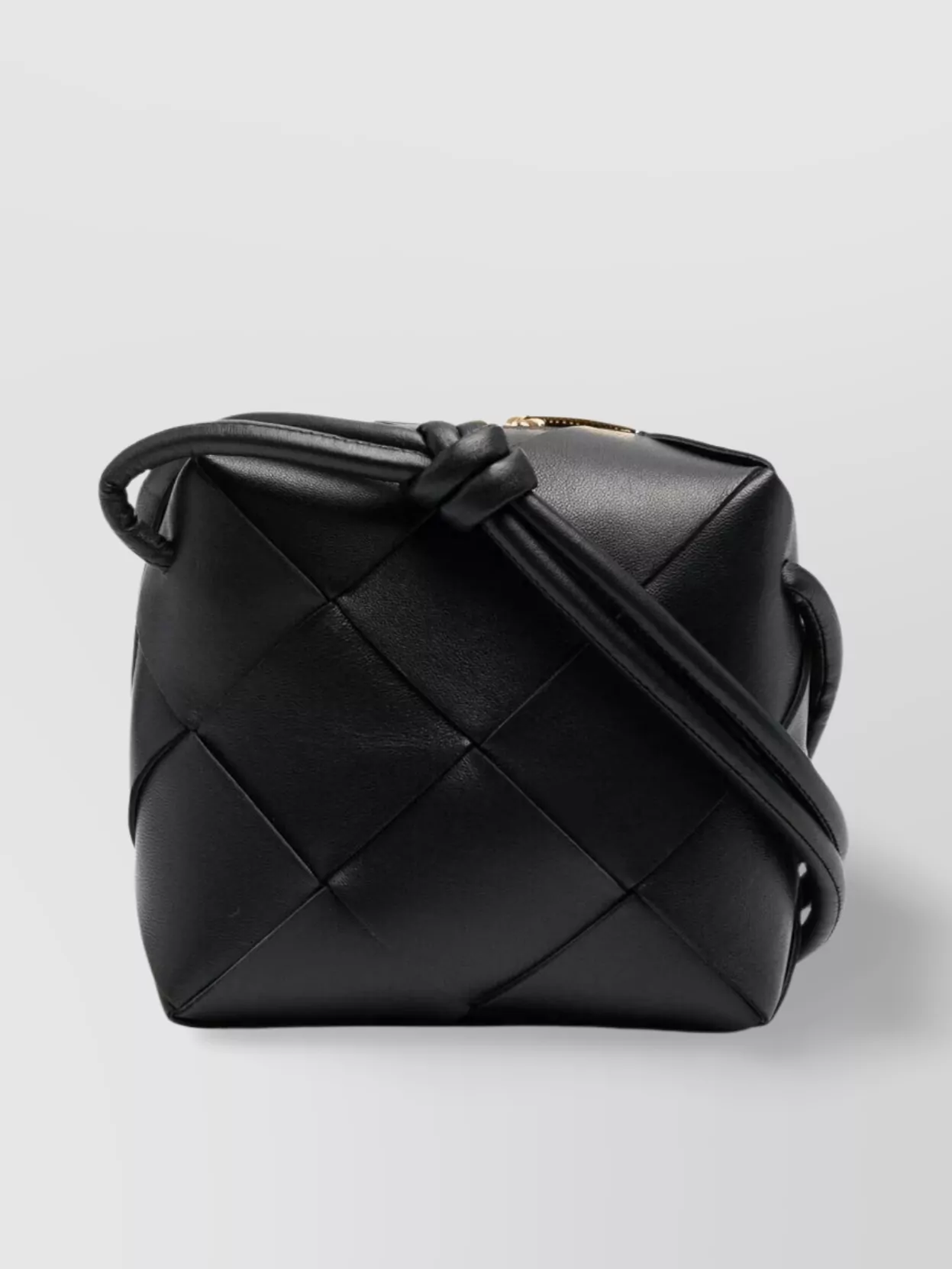 Bottega Veneta Small Camera Bag Woven Strap In Black
