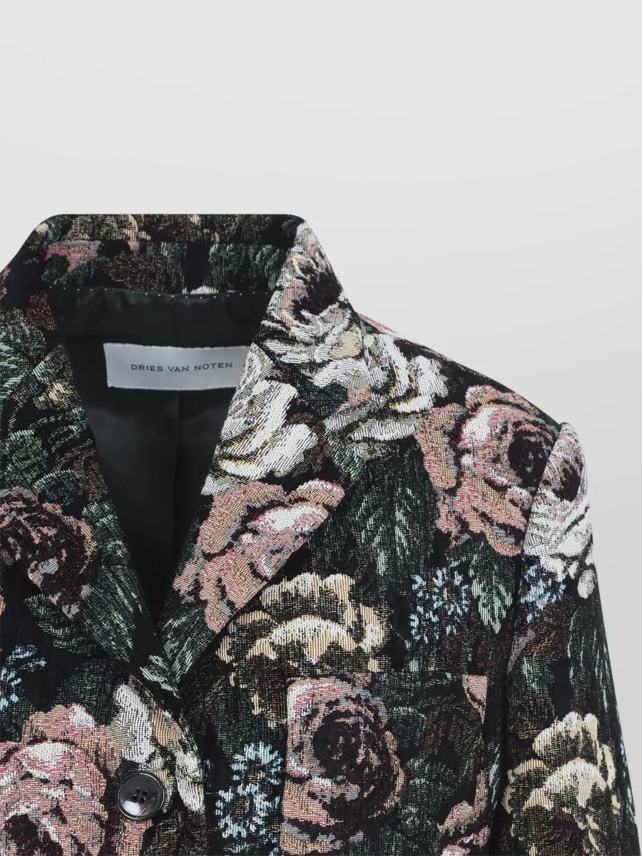 Dries Van Noten Jacquard Single Breasted Coat