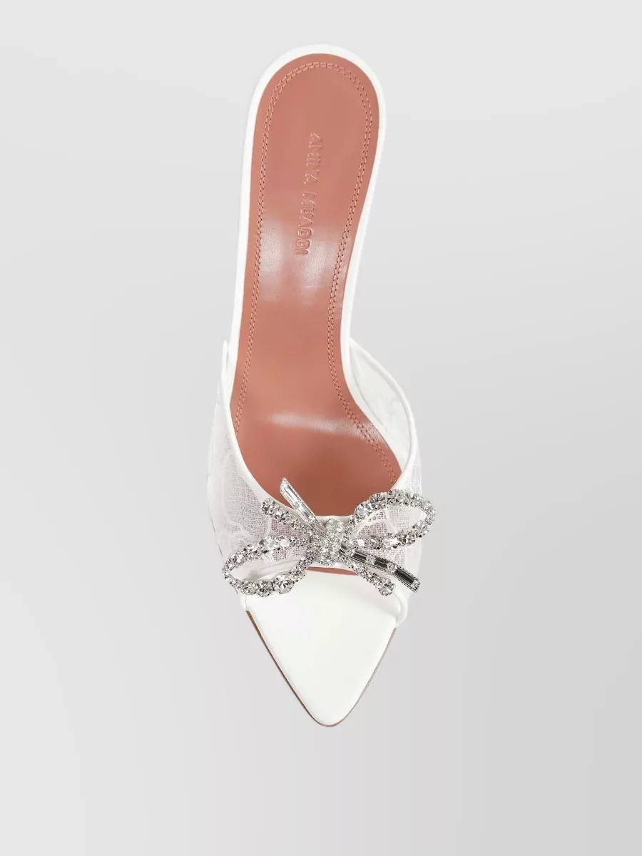 Amina Muaddi Crystal-Embellished Lace Mules