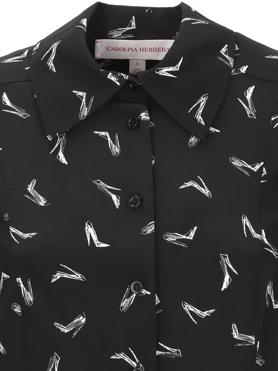 Carolina Herrera Silk Printed Long-Sleeve Shirt