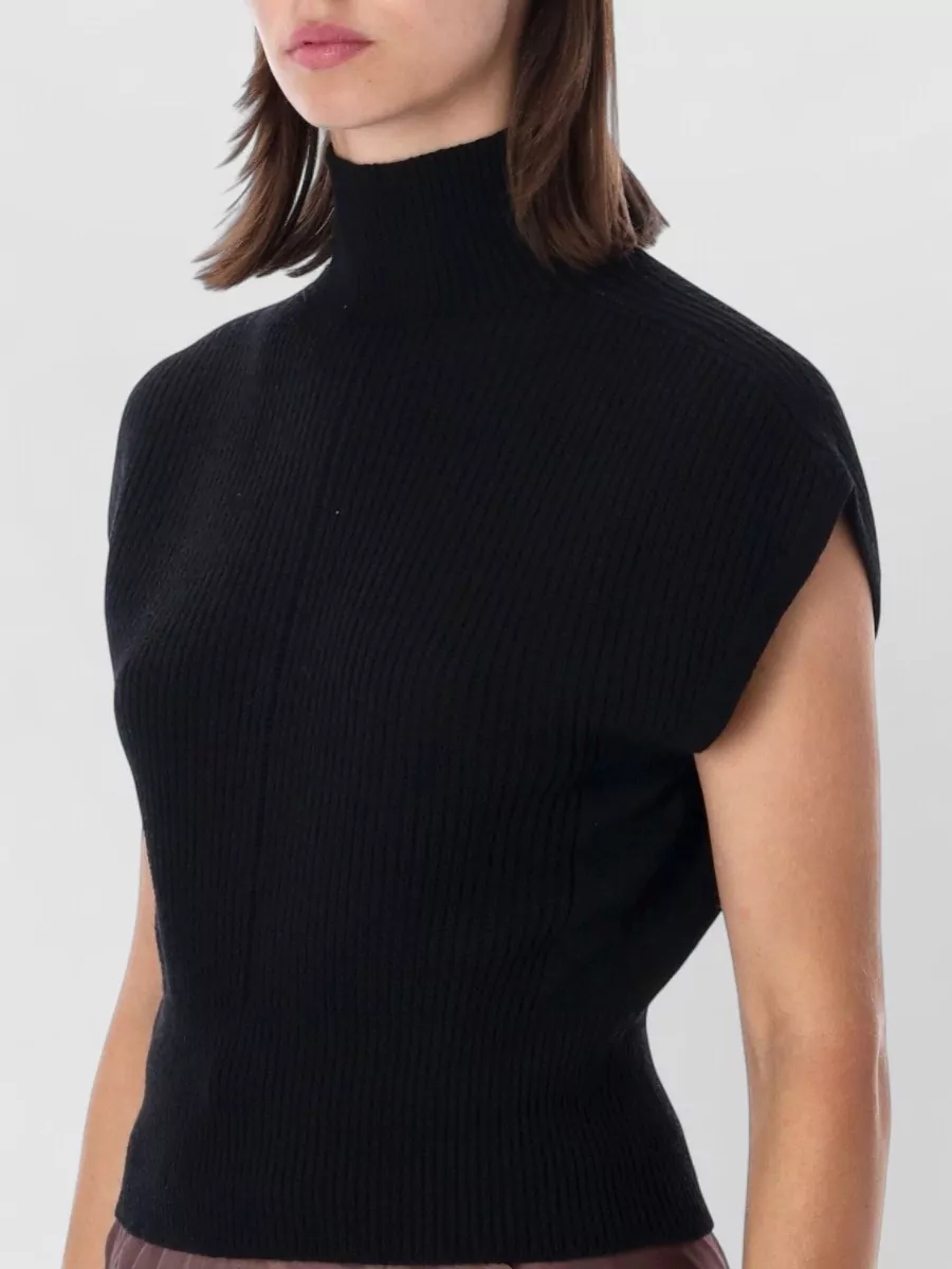 Rick Owens Wool Ribbed Sleeveless Turtleneck Top