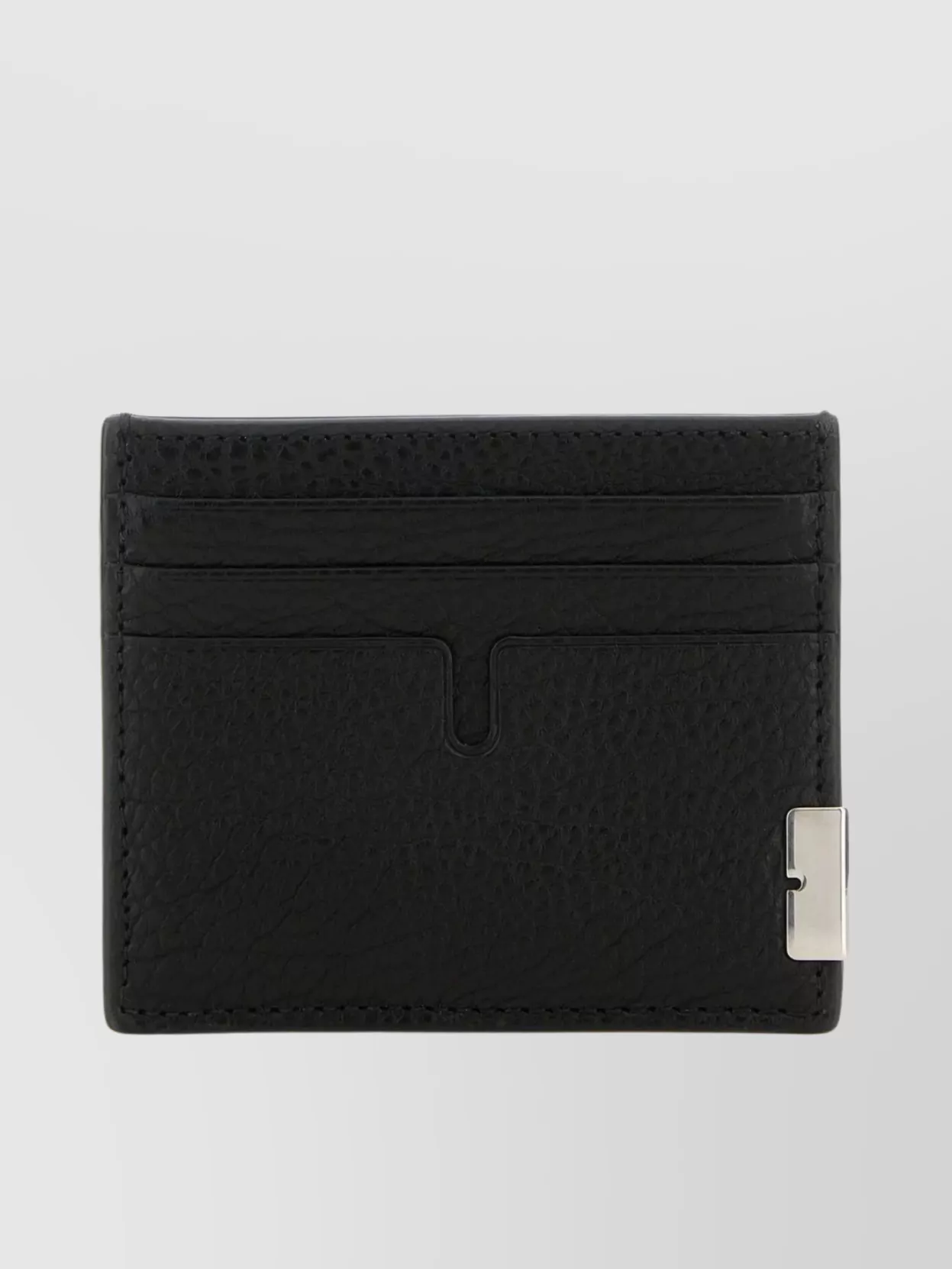 Shop Burberry Leather Cardholder With Textured Embossing And Metal Accents In Black