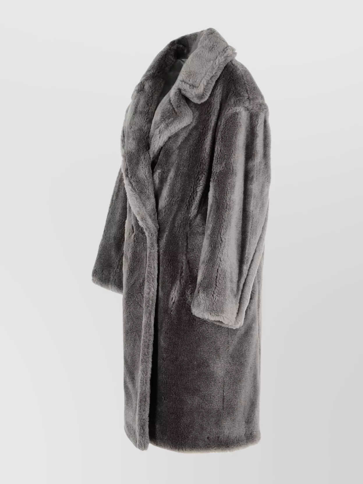 Stand Studio Long Sleeve Wool Coat With Faux Fur