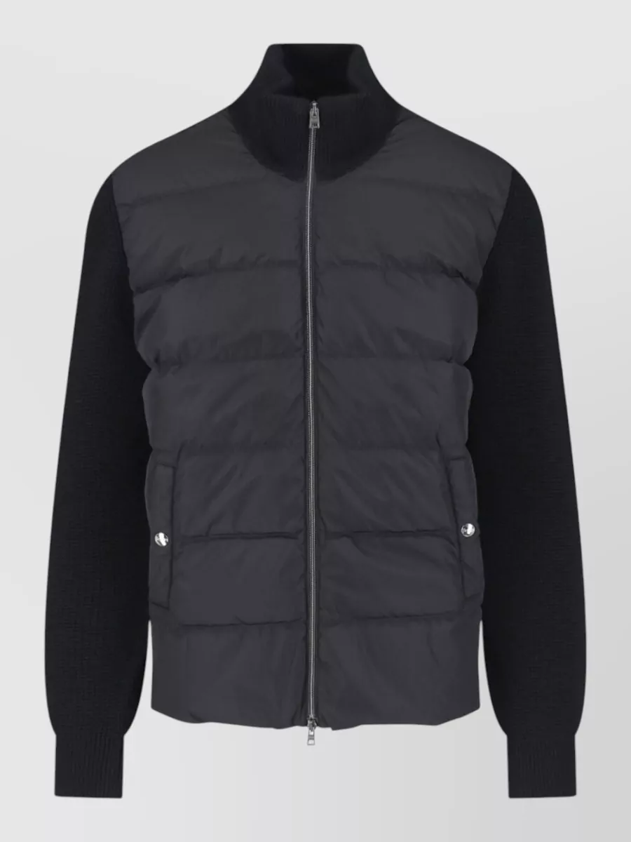 Herno virgin wool quilted ribbed high neck padded coat