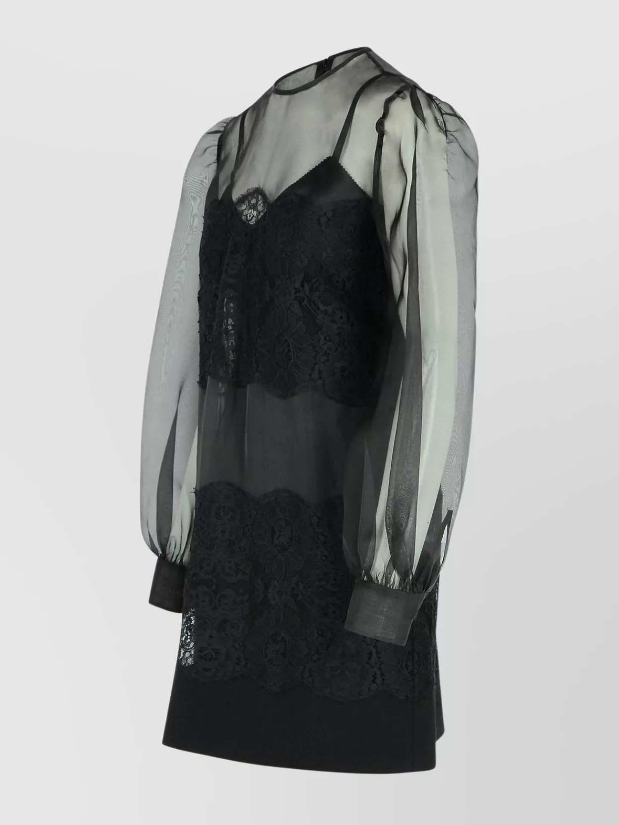 Dolce & Gabbana Sheer Overlay Lace Detailing Long Sleeves Dress