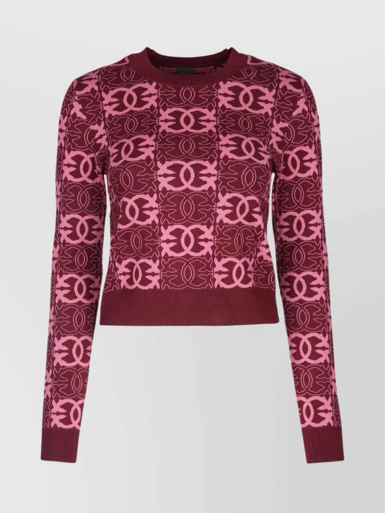 Pinko Cropped Sweater With Love Birds Logo In Red