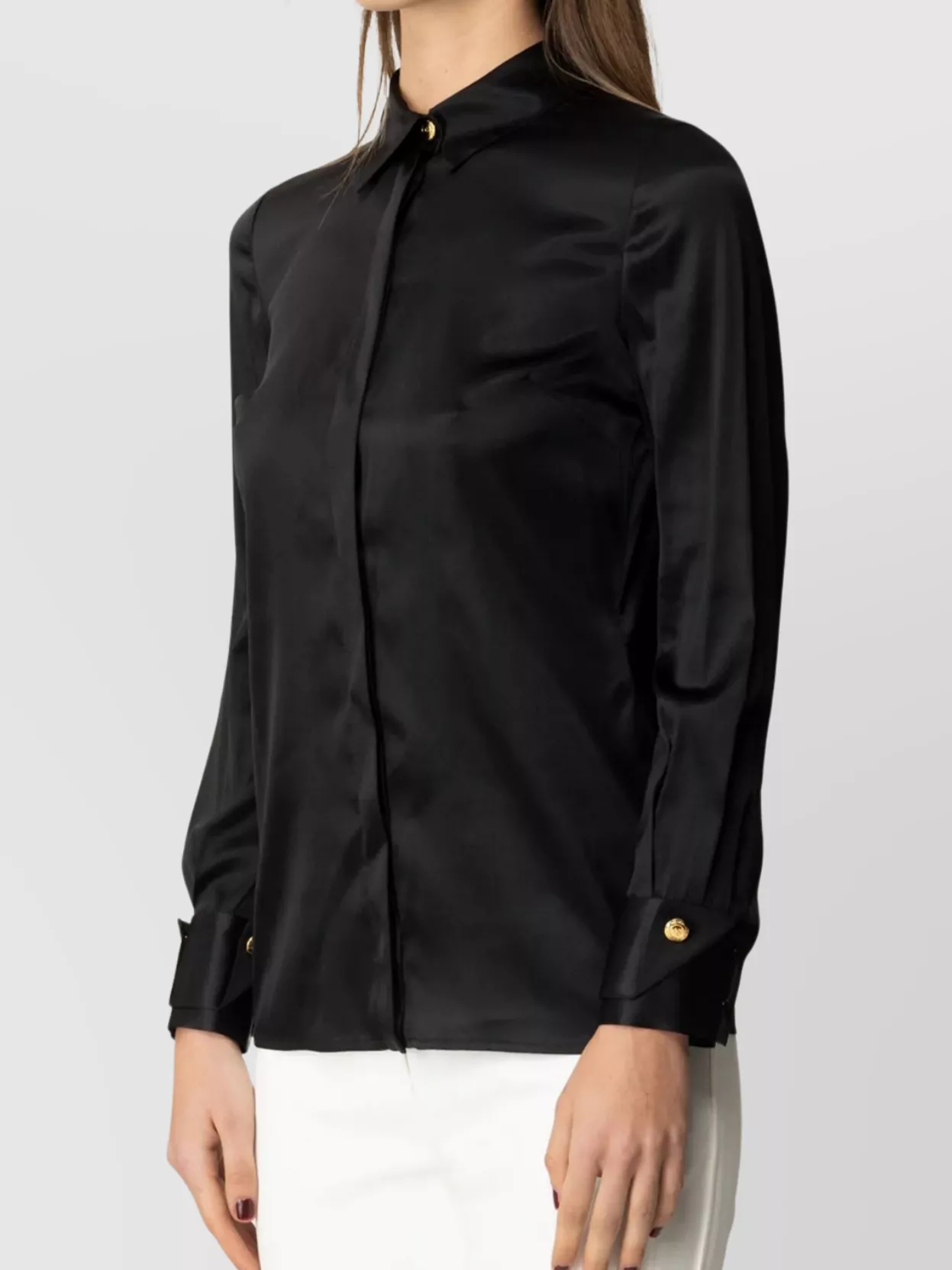 Elisabetta Franchi Shirt With Long Sleeves And Pointed Collar In Black