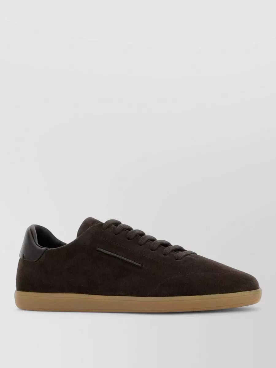 Zegna Suede Low Profile Sneakers Rubber Sole In Brown