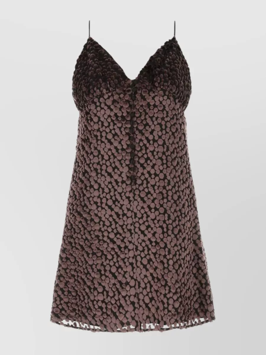 Shop Saint Laurent Dual-tone Velvet Short Dress In Brown