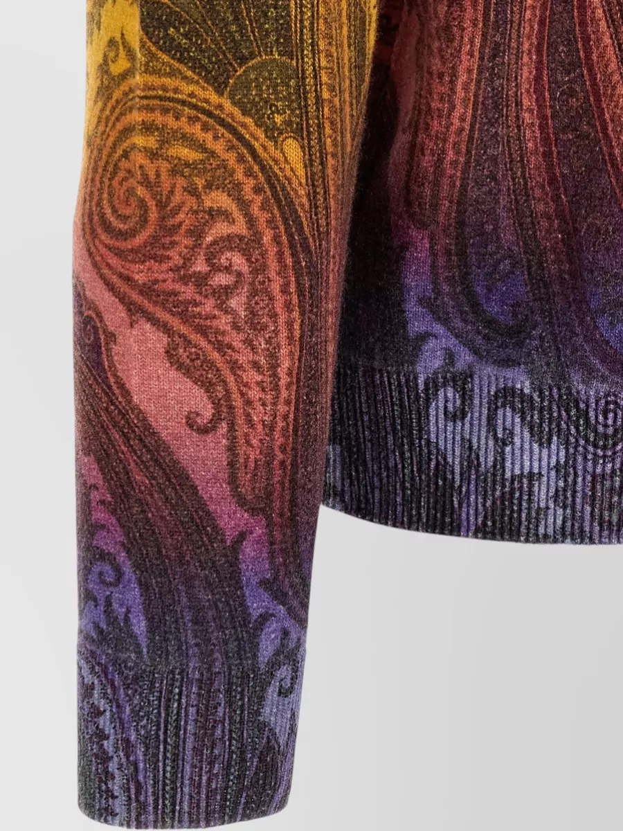 Etro Wool Paisley Degradé Crewneck Sweater