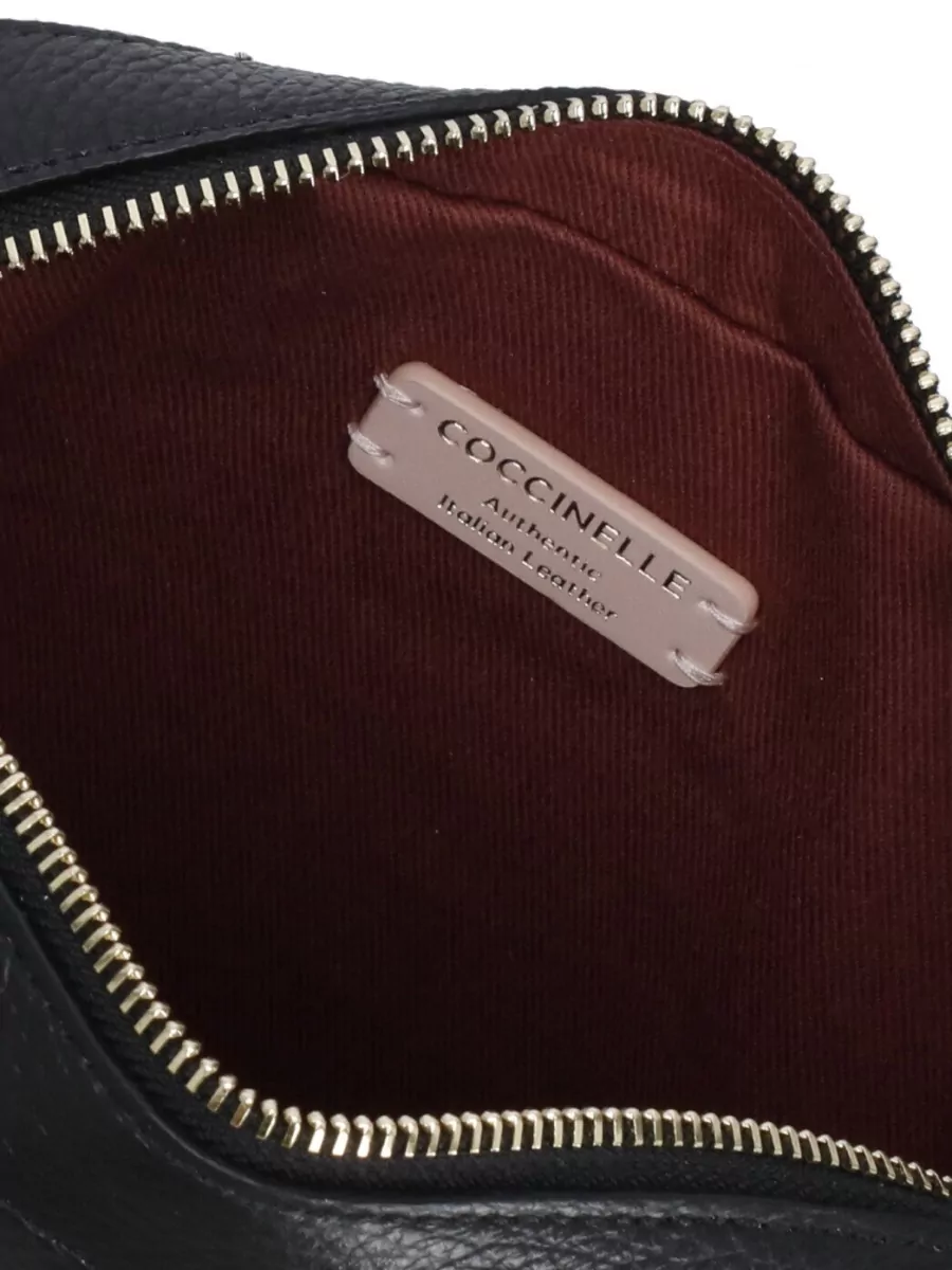 Coccinelle Leather Shoulder Bag Textured Logo Strap