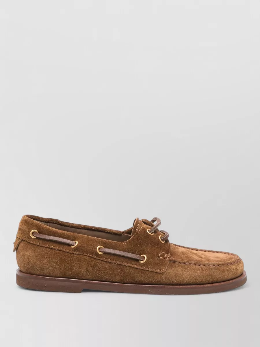 Gianvito Rossi Vandee Suede Moc Toe Loafers Rubber Sole