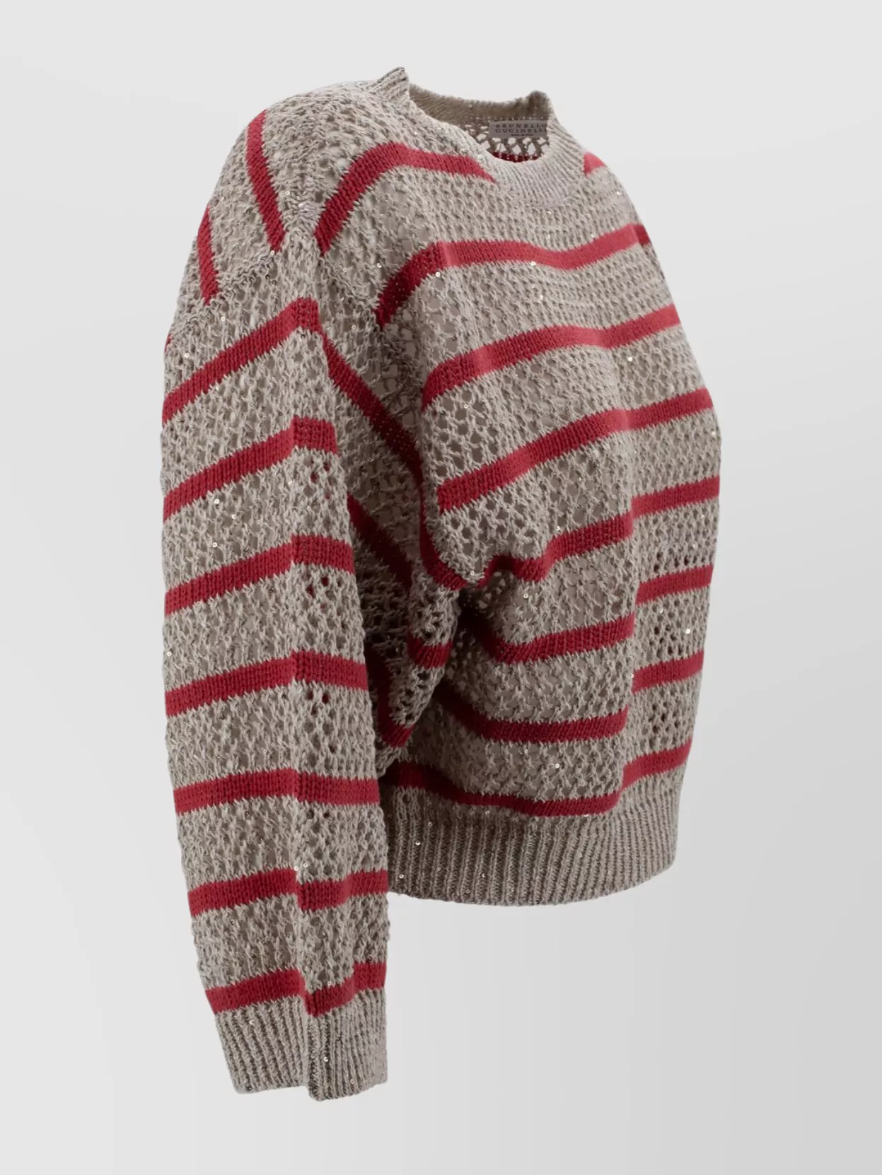 Brunello Cucinelli Dazzling Striped Net Sweater
