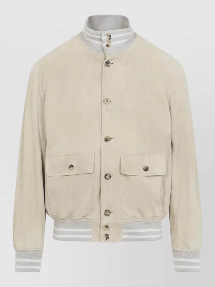 Ralph Lauren Purple Label suede bomber jacket