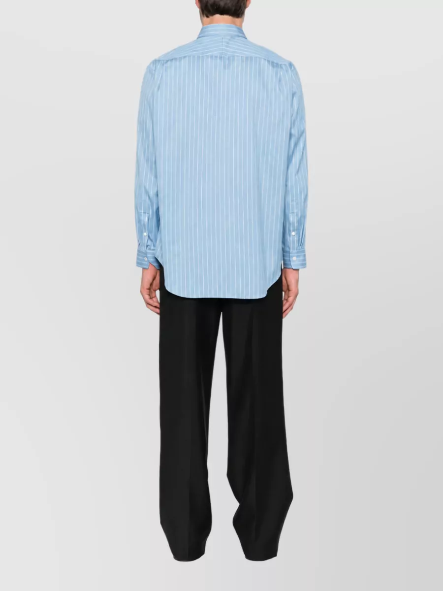 Auralee Silk Cotton Striped Long-Sleeve Shirt
