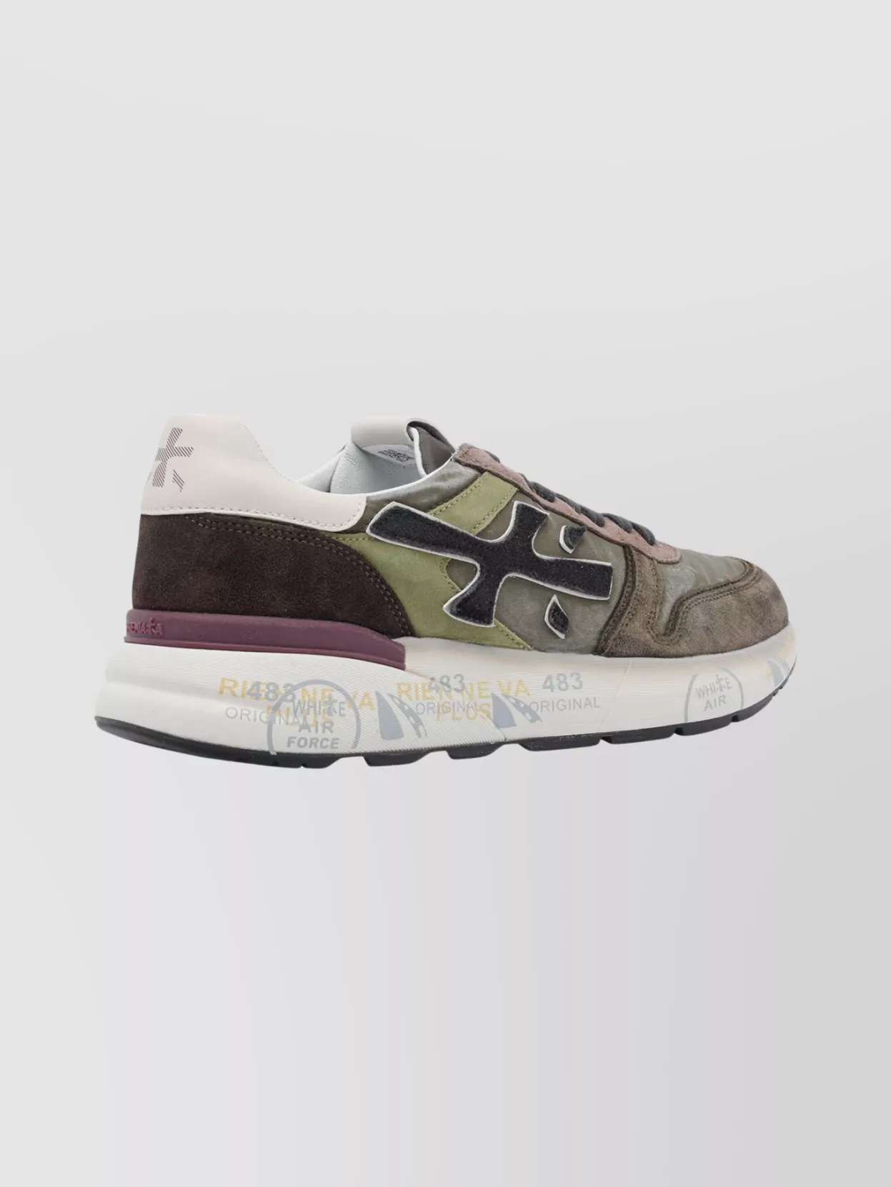 Premiata Multicolor Suede And Fabric Sneakers In Brown