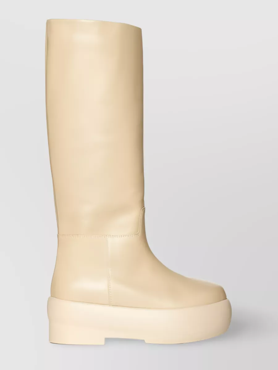 Shop Gia Borghini Texan Futuristic Tubular Boots In Beige