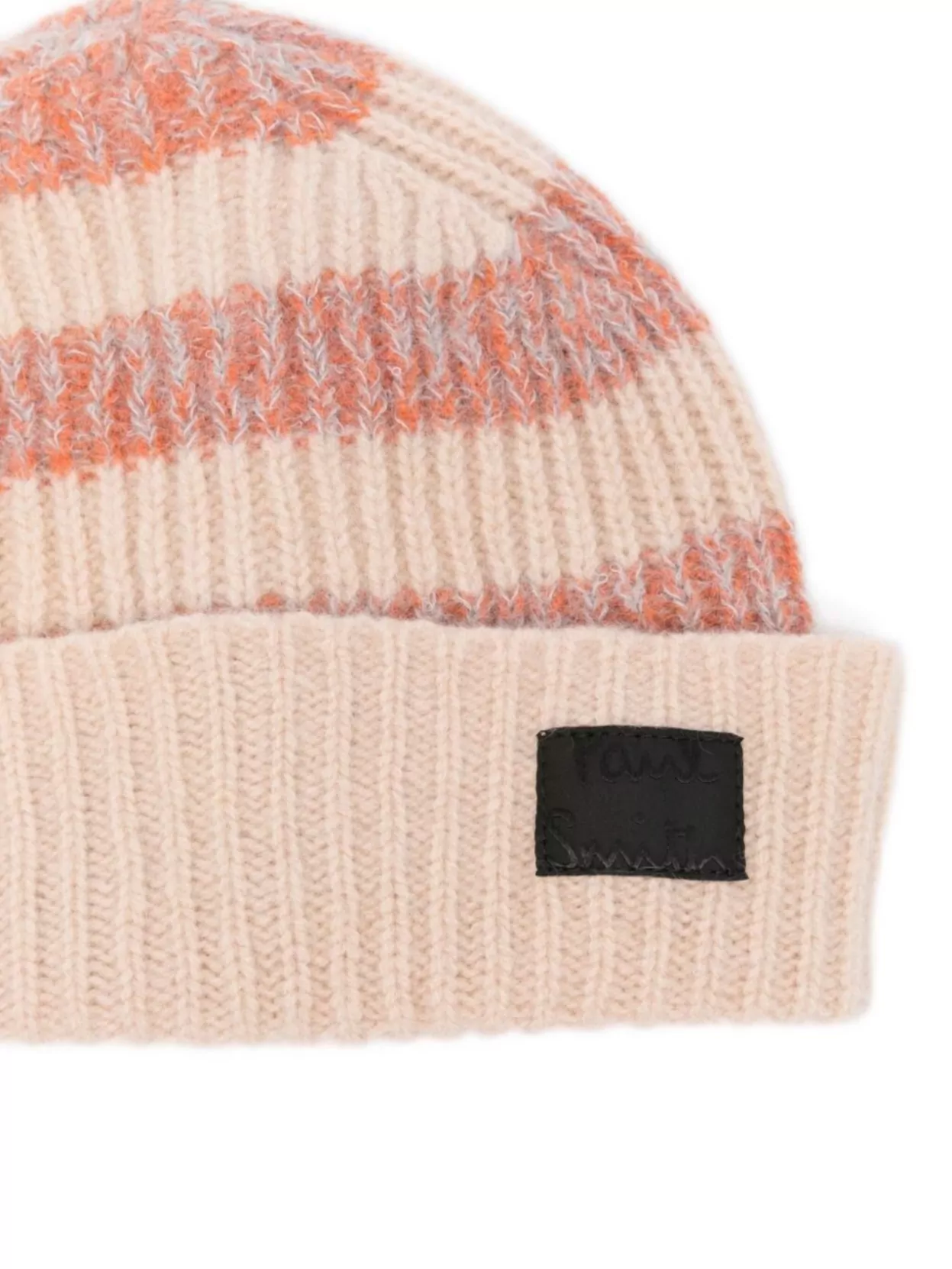 Paul Smith Striped Ribbed Cuff Hat With Folded Brim