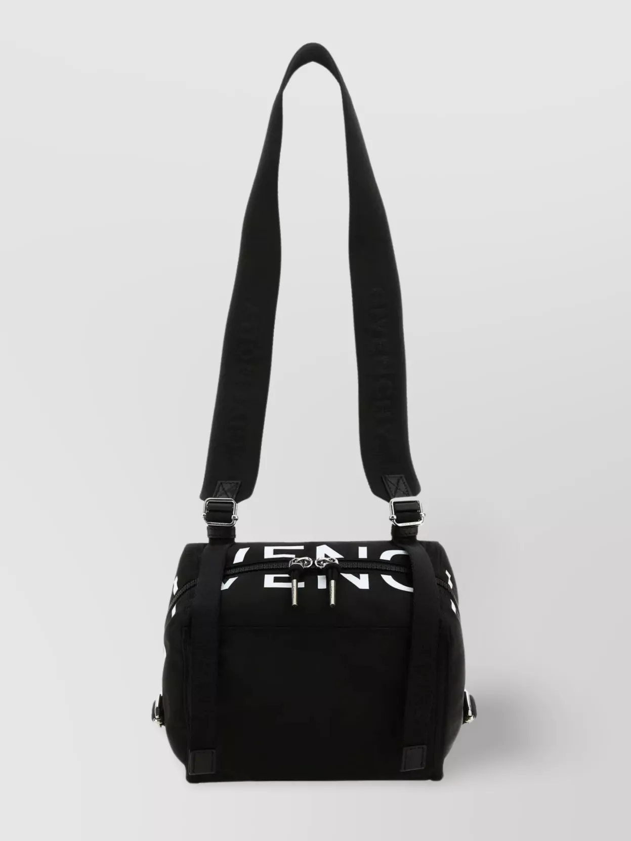 Shop Givenchy Nylon Blend Crossbody Bag With Fabric Strap In Black
