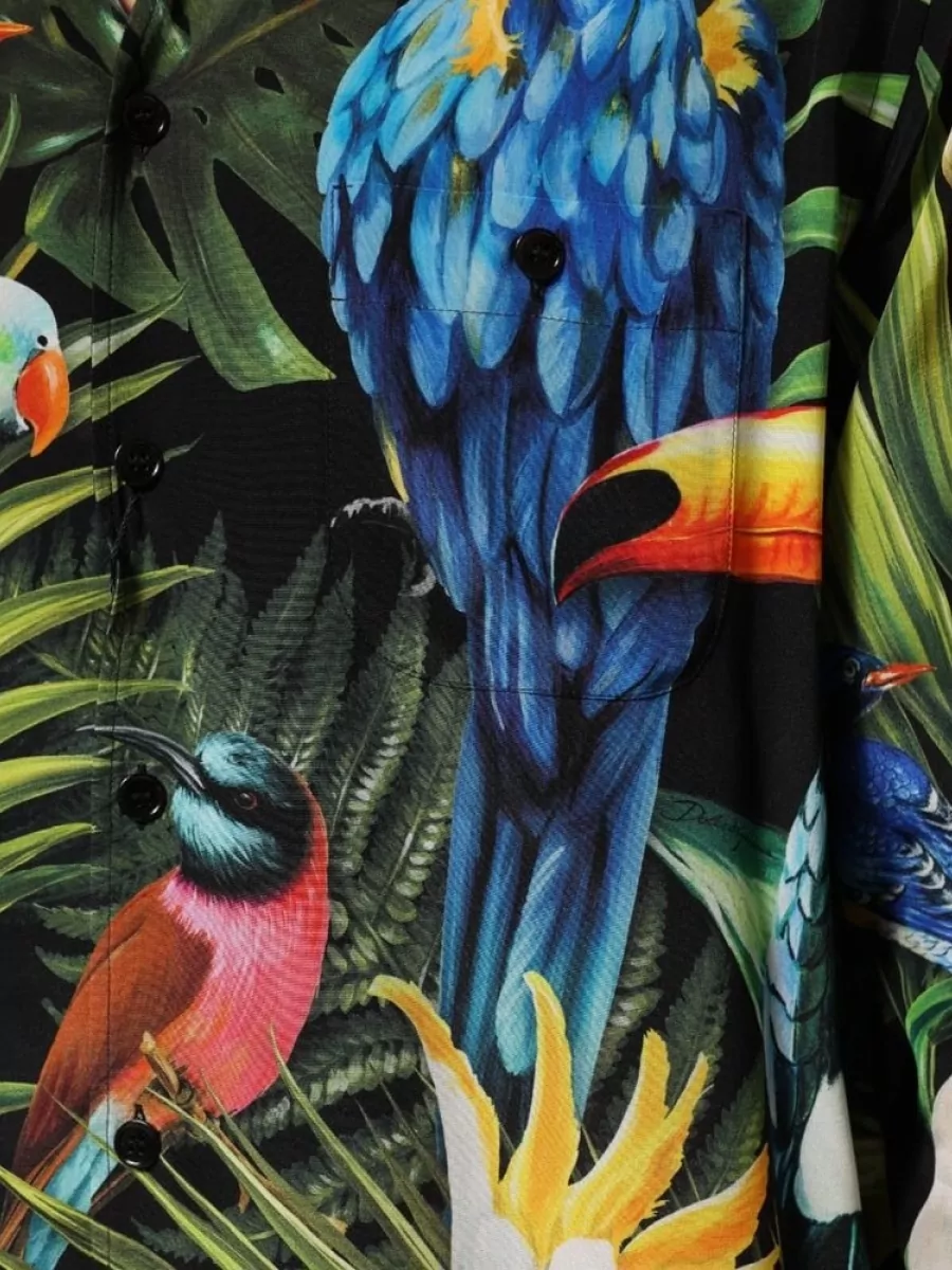Dolce&Gabbana Silk Parrot Print Shirt