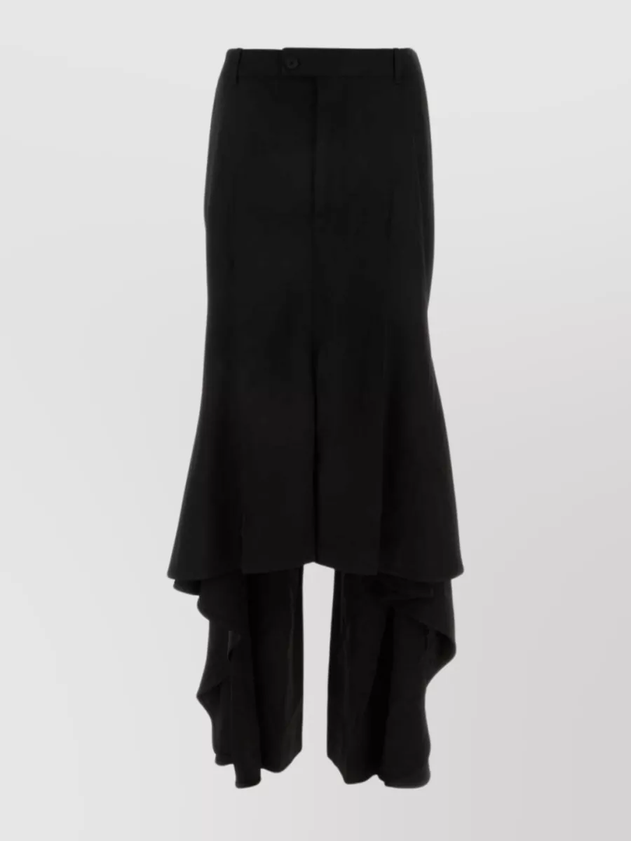 Shop Balenciaga Wool Blend Asymmetric Hem Skirt In Black