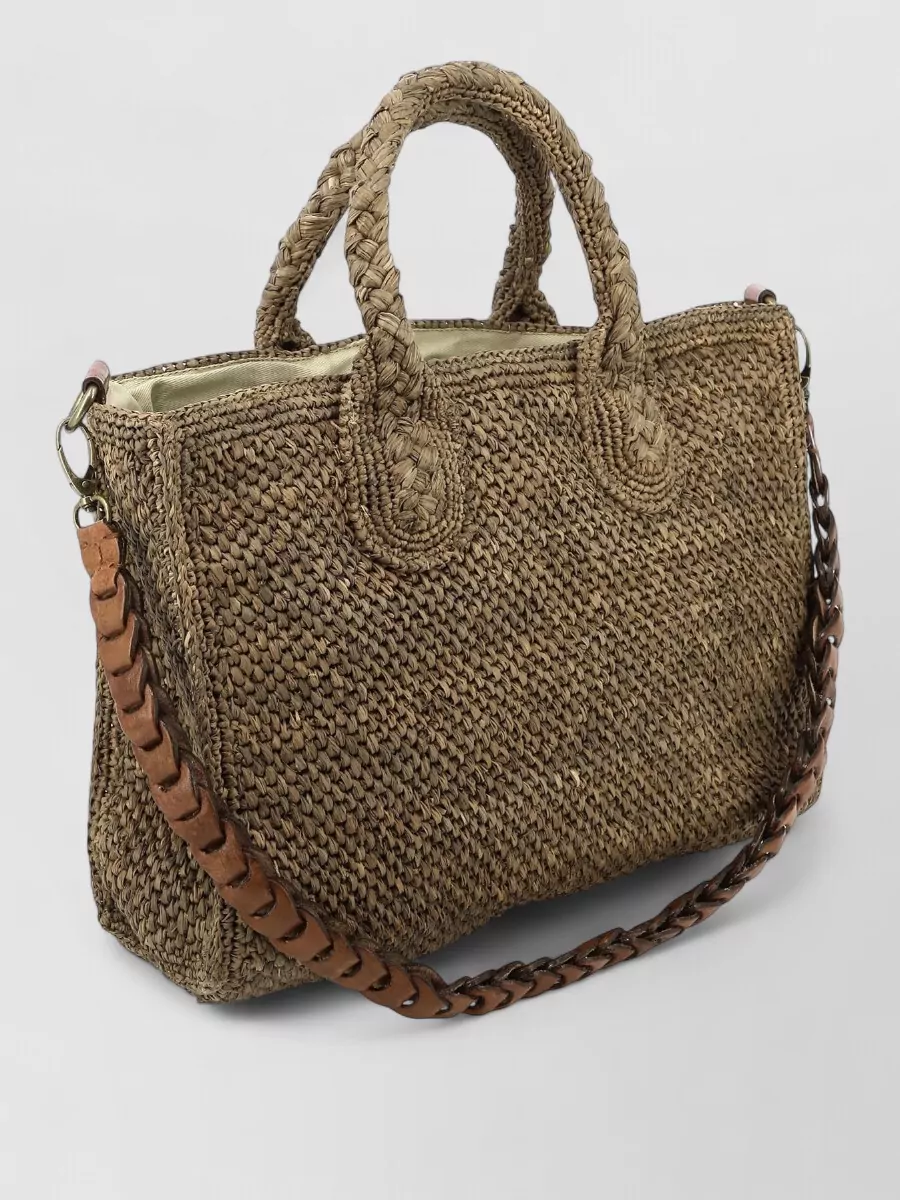 Ibeliv Raffia And Leather Crochet Cross-Body Bag