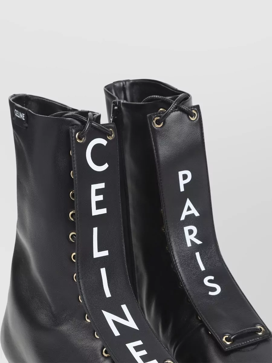 Celine Lamb Leather Lace-Up Boots