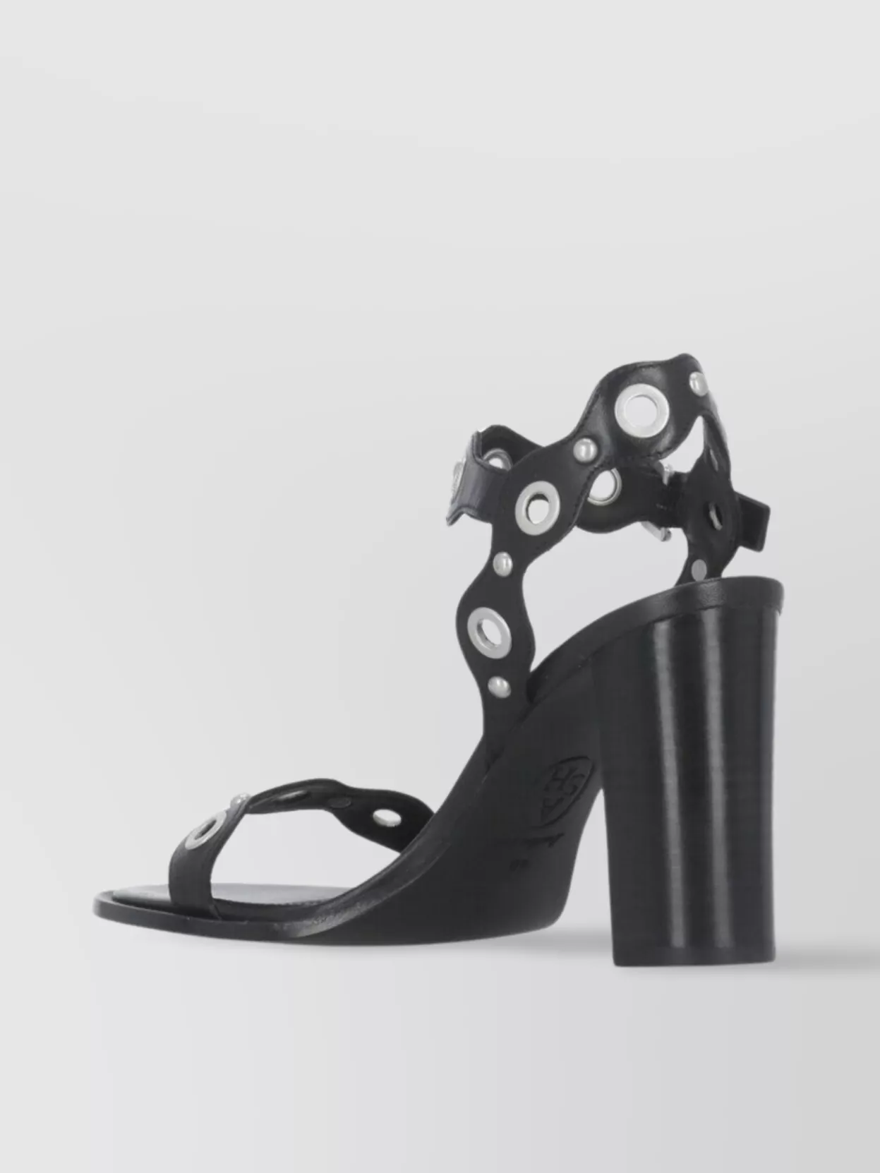 Ash Studded Leather Block Heel Sandals