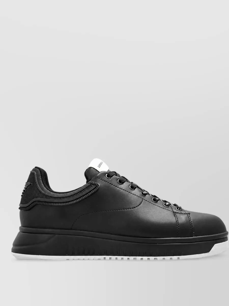 Emporio Armani Leather Lace-Up Sneakers
