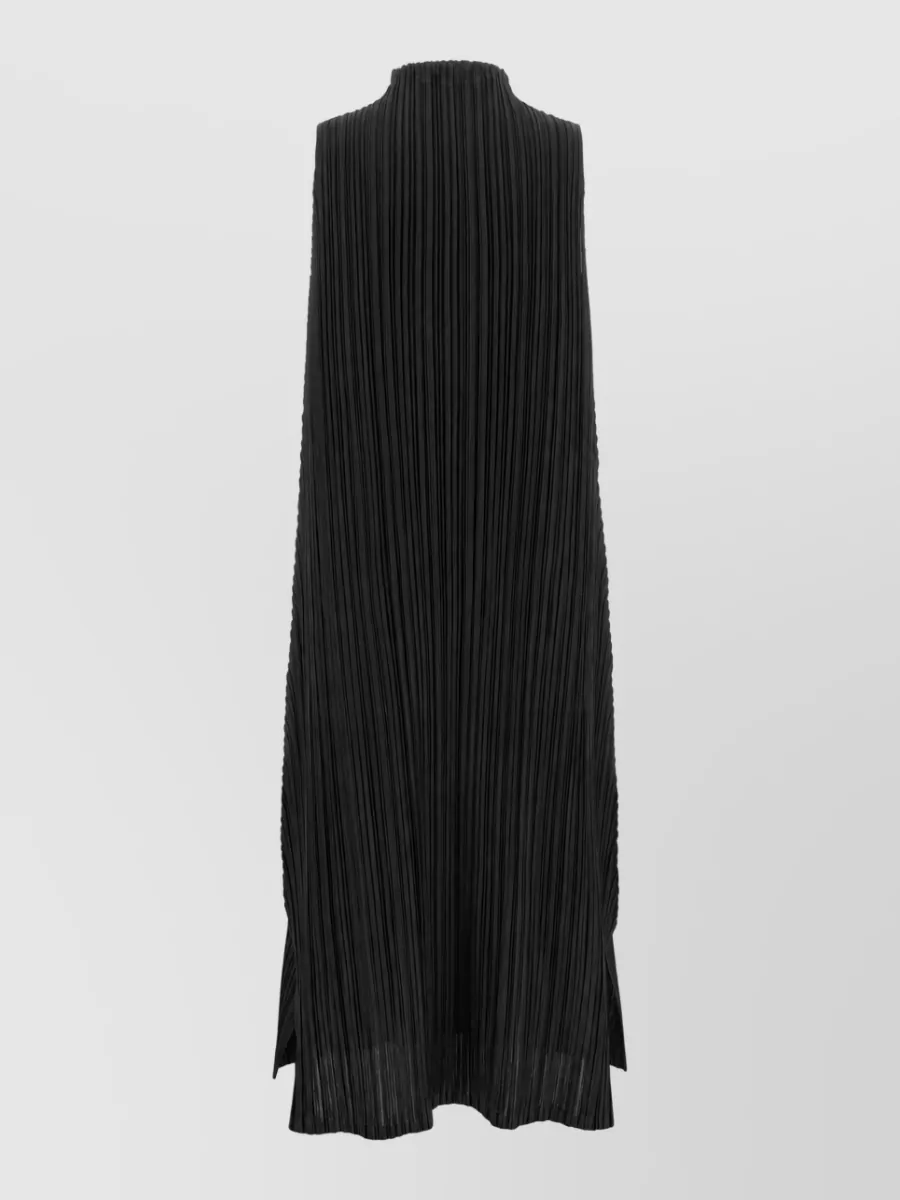 Pleats Please Issey Miyake Pleated Sleeveless High-Neck Maxi Dress