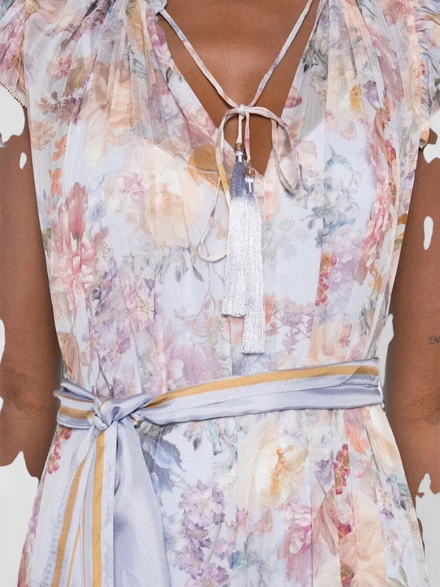 Zimmermann Printed Sleeveless V-Neck Midi Dress