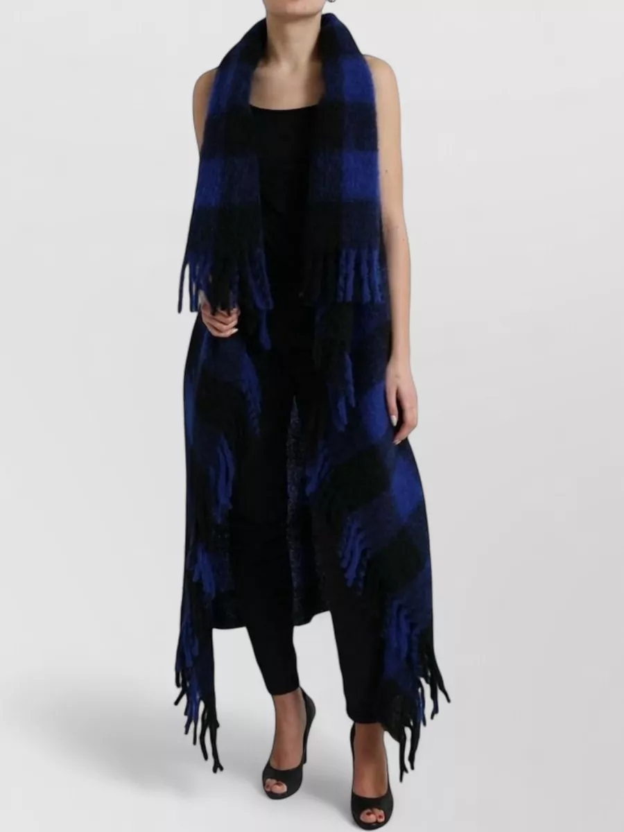 Dolce&Gabbana checked fringe cape