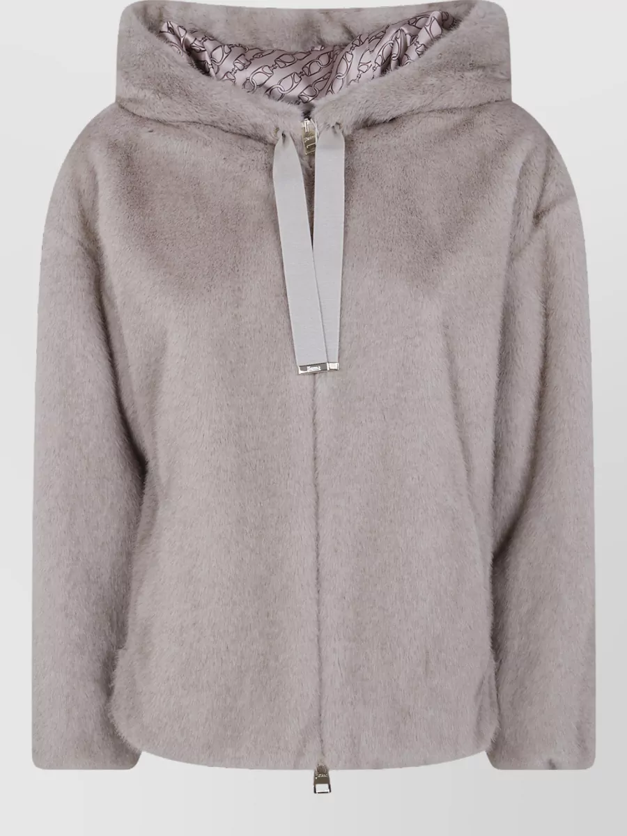 Herno soft faux fur bomber jacket