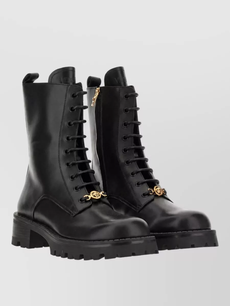 Versace Leather Lace-Up Boots