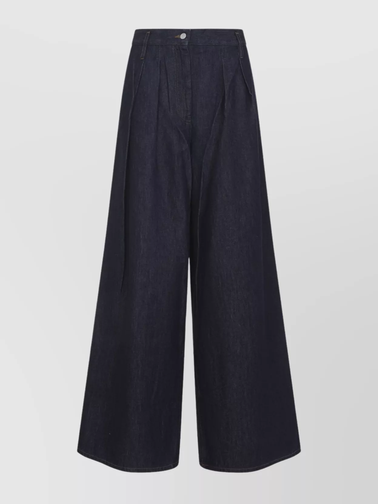 Dries Van Noten Wide-leg Pleated Front Belt Loops Trousers In Blue