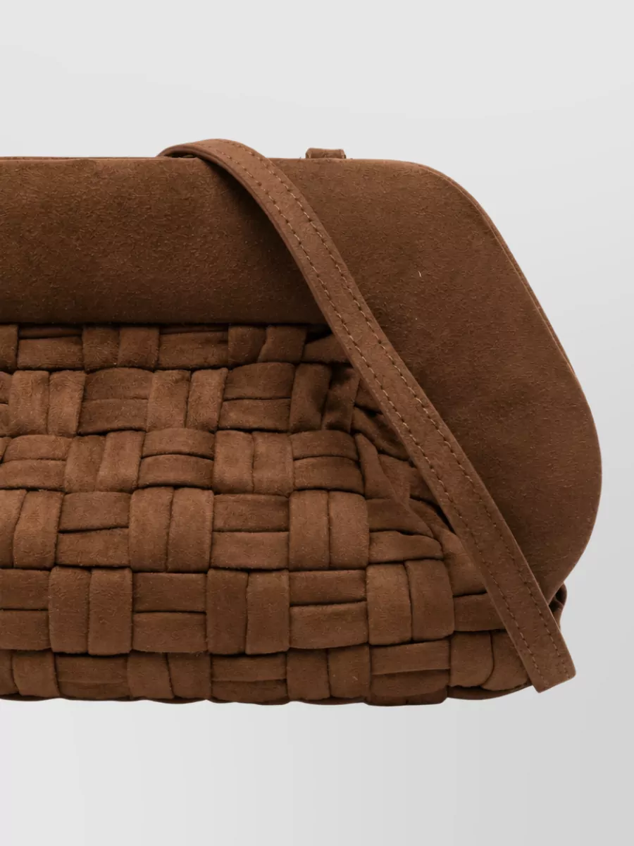 Themoiré Bios Medium Suede-Effect Woven Clutch Bag