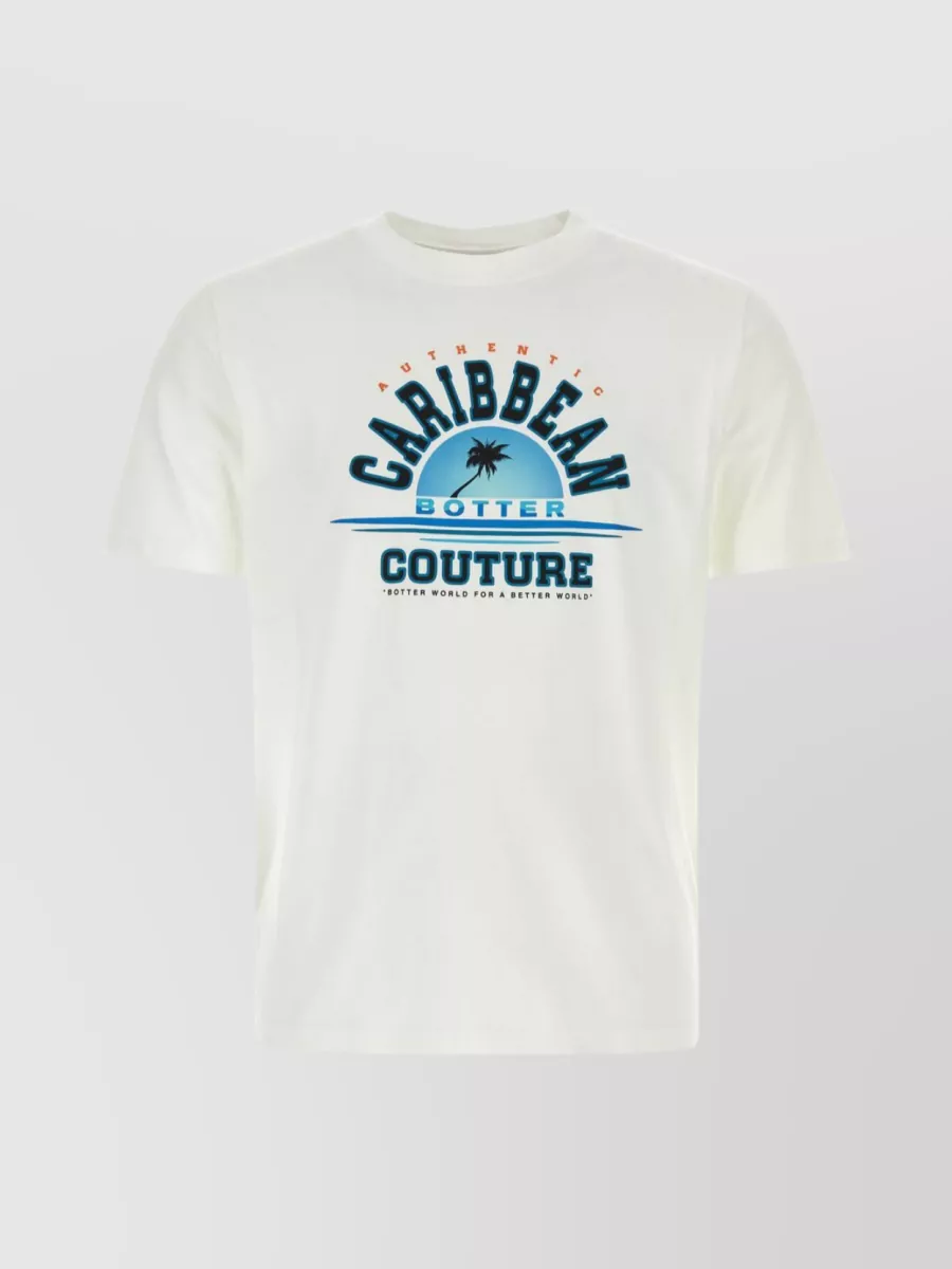 Shop Botter Graphic Print Crew-neck Cotton T-shirt In Cyan
