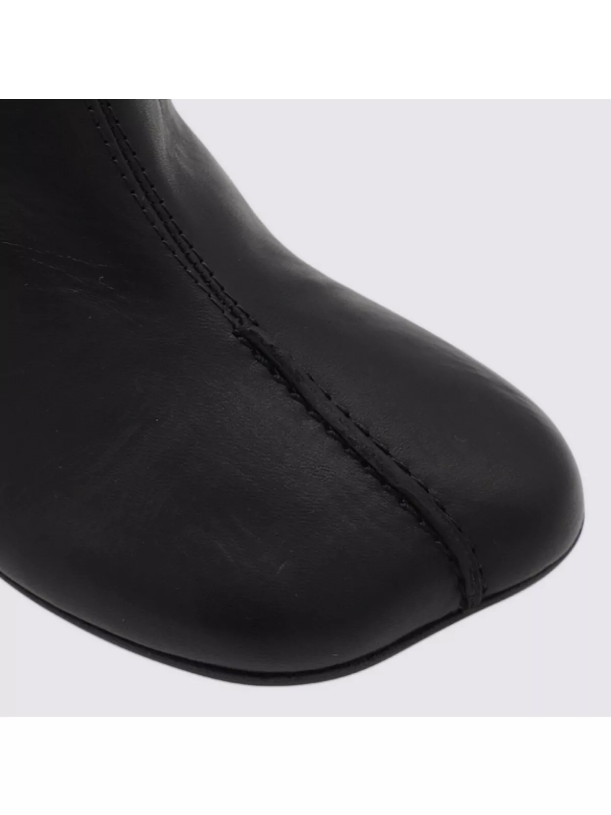 Mm6 Maison Margiela Block Heel Ankle Boots With Round Toe In Black