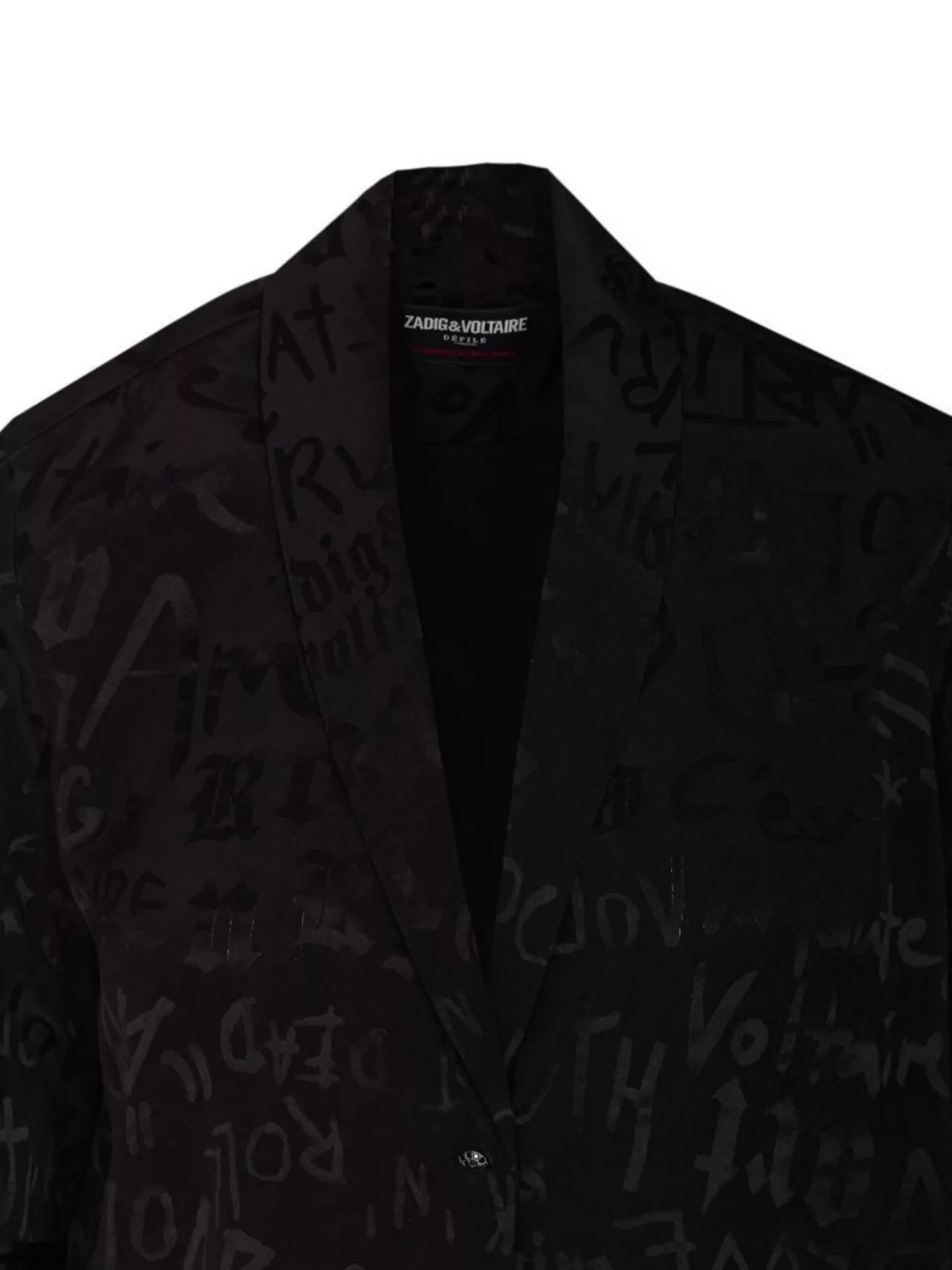 Zadig & Voltaire Telmos Manifesto Silk Blouse In Black