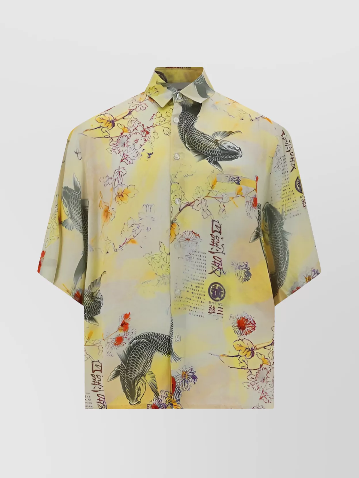 Shop Laneus Fish And Flower Shirt