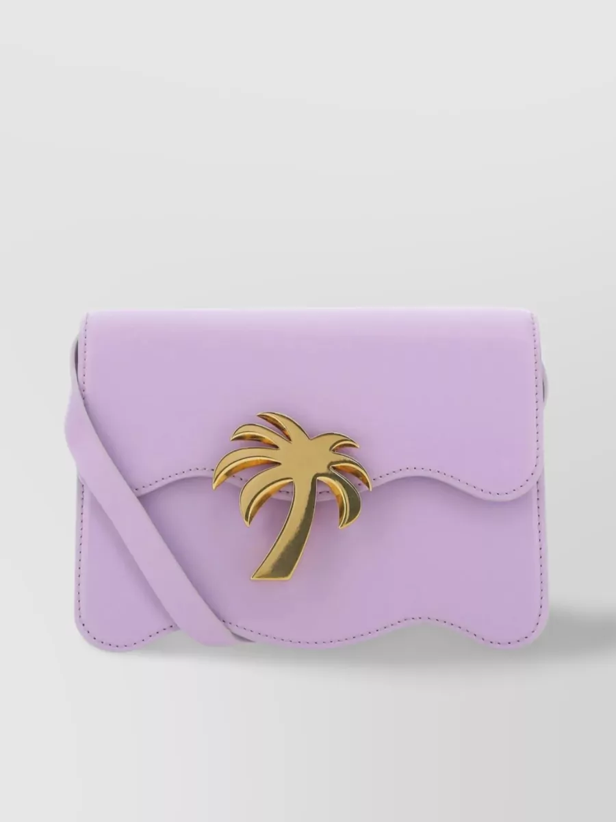 Shop Palm Angels Leather Crossbody With Palm Tree Detail In Pastel