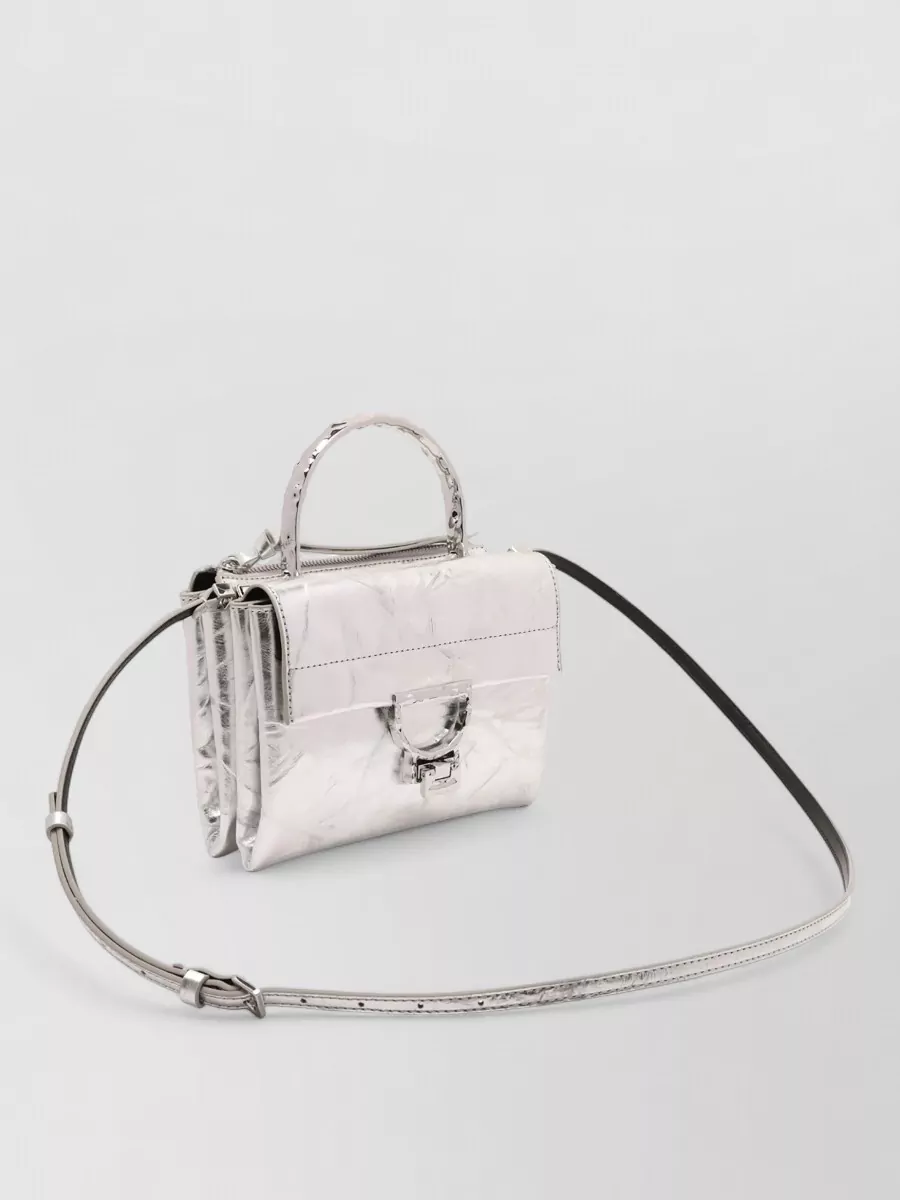 Coccinelle Metallic Clutch Bag Top Handle Buckle