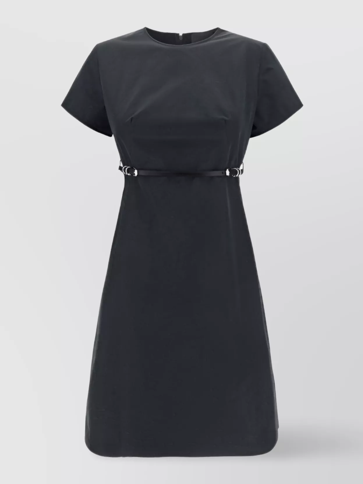 Shop Givenchy Waist Belted Crew Neck Dress With Monochrome Pattern