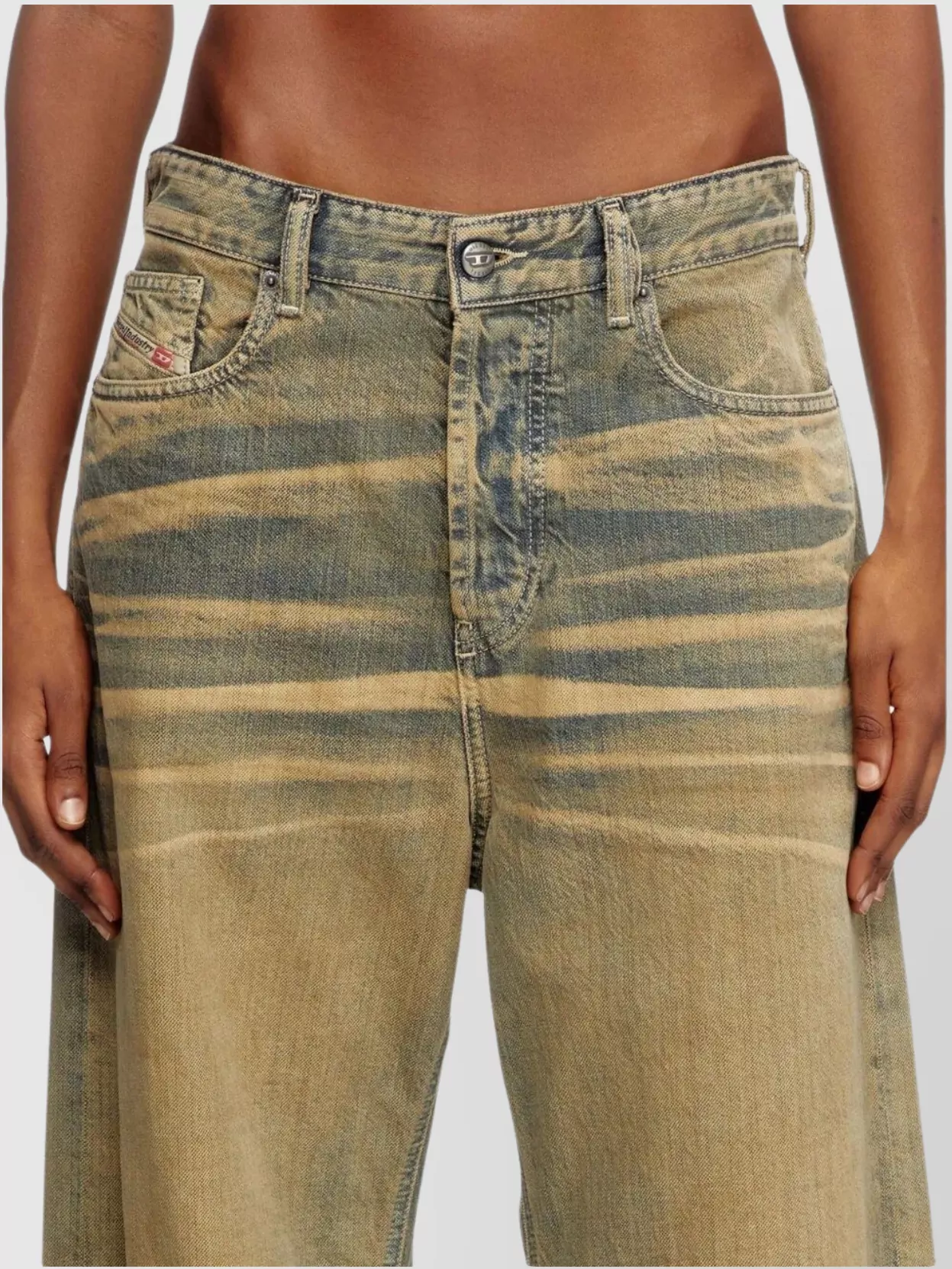 Diesel Straight-leg Jeans In Faded Beige Cotton