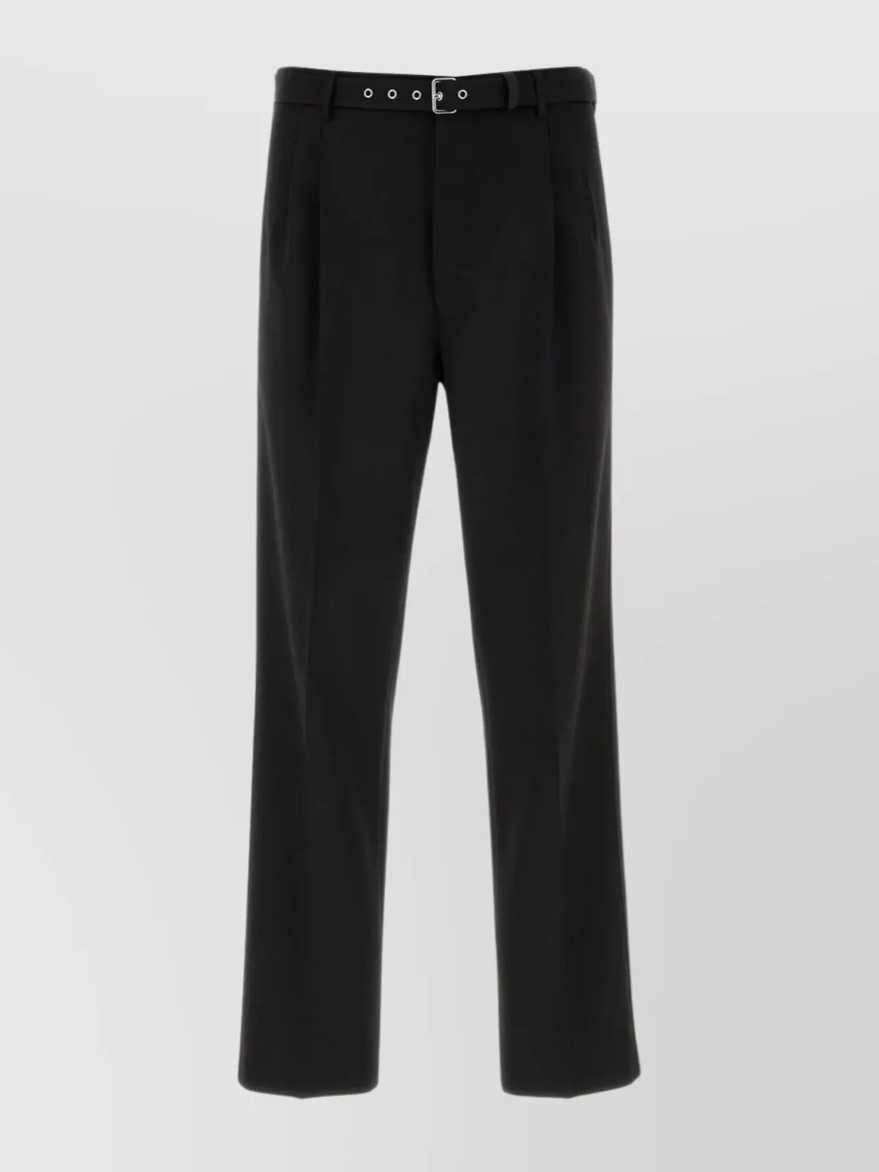 Shop Prada Wool Pleated Wide-leg Pants In Black