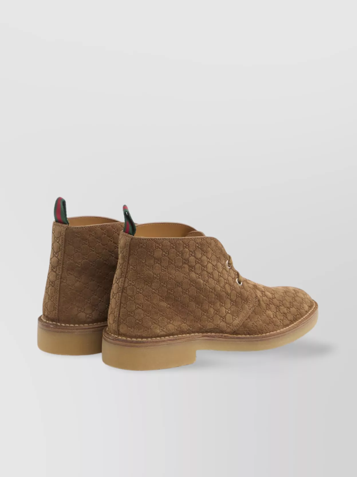 Gucci Suede Lace-Up Boots Web Ribbon