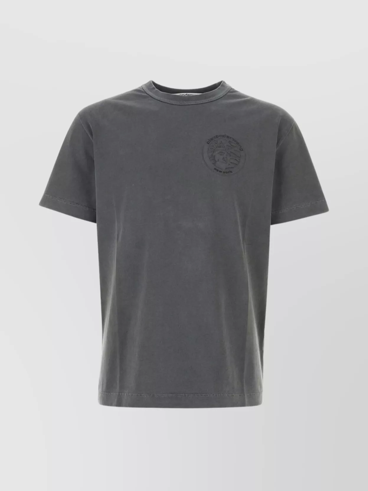Shop Alexander Wang Cotton Ribbed Crew-neck T-shirt In Grey